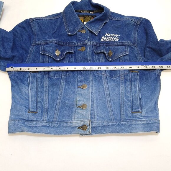 Harley Davidson Denim Jacket Women's Medium Cropped Fitted Blue Ombre' NWOT VTG - Picture 7 of 9